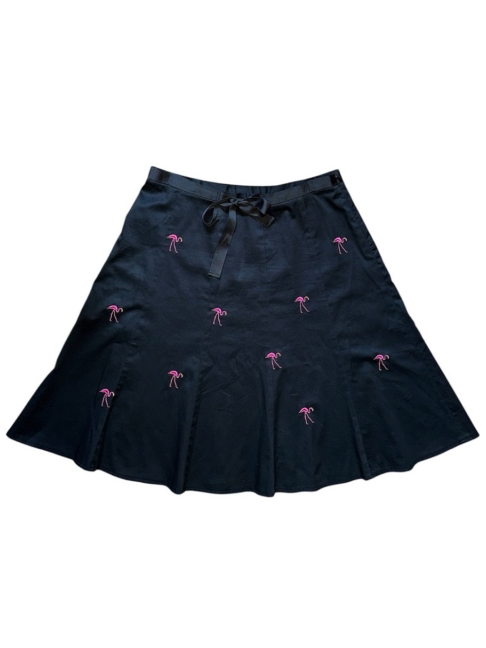 Wildlife New York Flamingo Embroidered A-Line Skirt Women’s 10 Stretch Cotton